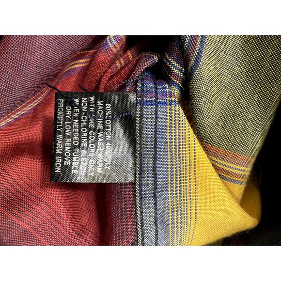 Brooklyn State multicolor plaid 4 XL men's button up red blue yellow orange - Picture 4 of 4